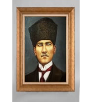 Altın Varaklı Paspartulu Çerçeveli Atatürk Tablo nt871