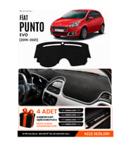 FIAT PUNTO EVO (2015-2021) Uyumlu Torpido Örtüsü Torpido Kılıfı - Siyah Gri