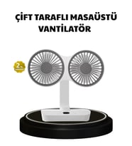 720° Dönebilen Çift Başlıklı Usb Şarjlı Masaüstü Vantilatör - Sessiz Ve Güçlü Serinlik