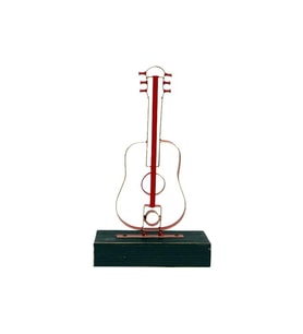 Obje Gitar Ahşap Standlı Biblo Dekoratif Ev Ofis Hediyelik