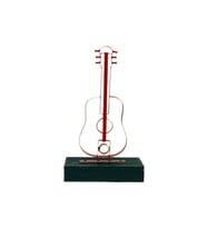 Obje Gitar Ahşap Standlı Biblo Dekoratif Ev Ofis Hediyelik