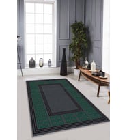 Yeşil Çerçeveli Kaymaz Taban Makinede Yıkanabilir Halı RV036 - 100 x 160 cm