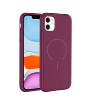 Apple iPhone 11 Uyumlu Kılıf M-safe Şarj Özellikli Zore Meta Kapak (Mürdüm)
