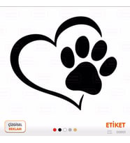 Kalpli Pati Sticker, Etiket Kedi Köpek Oto Araç Araba 15x13 cm