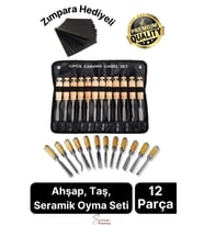 12 Parça Ahşap Oyma Iskarpela Set Profesyonel Taş Seramik Tahta Hobi Gravür Keskin Bıçak Takımı