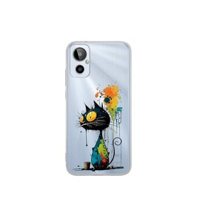 General Mobile 23SE ile Uyumlu Splash Kedi Tasarımlı Şeffaf Silikon Kılıf
