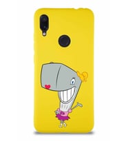 Xiaomi Redmi Note 7 Soft Premier Kapak Pearl Yengeç Tasarımlı Silikon Kılıf - Sarı (Şeffaf)