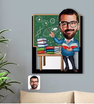 BK Gift Kişiye Özel Erkek Biyoloji Öğretmeni Karikatürlü 3D Ahşap Tablo-1