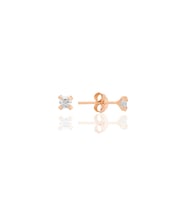 Gümüş zirkon taşlı,rose, kare (Prenses) kesim 3 mm tektaş küpe SGTL12741ROSE