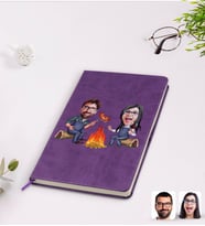 BK Gift Kişiye Özel Sevgililer Karikatürlü Mor Termo Deri Defter Model 95