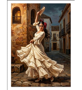 Flamenko Dans Eden Kadın Taş Sokak Dekoratif Kanvas - Mdf Ahşap Tablo
