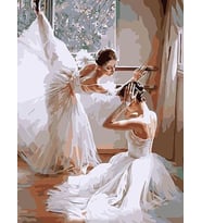 Beyaz Kuğular Sayılarla Boyama Seti 40x50 cm (Tuvale Gerili)