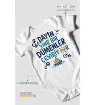 Dayım yine bir dümenler çeviriyor Kısa Kollu Bebek Body %100 Pamuk