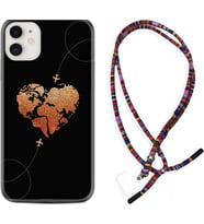 Apple iPhone 11 12 13 Mini Kılıf Boyun Asklı Rasta Silikon Plane Heart 1721