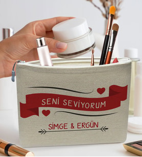 BK Gift Kişiye Özel Keten Makyaj Çantası, Sevgiliye Hediye, Arkadaşa Hediye, Sevgililer Günü Hediyesi, Doğum Günü Hediyesi-10