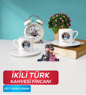 İkili Sevgiliye Sevgililer Günü Hediyesi 11 Türk Kahvesi Fincanı Beyaz