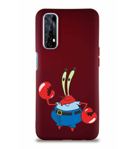 Realme 7 Soft Premier Kapak Bay Yengeç Tasarımlı Silikon Kılıf - Mürdüm (Şeffaf)