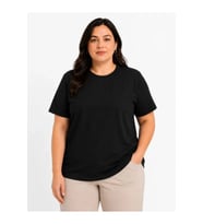 Battal Big Size Basic Tişört Bisiklet Yaka Rahat Kalıp T-Shirt - Siyah