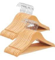 Songmics Çocuk Ahşap Askıları, 20'Li Paket, Çentikli Askı, 360 Derece Döner Kanca, Doğal, 35 Cm Crw0 (Çok Renkli)