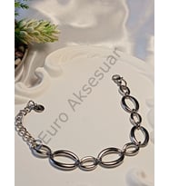 Silver Oval Şekilli Çelik Bileklik