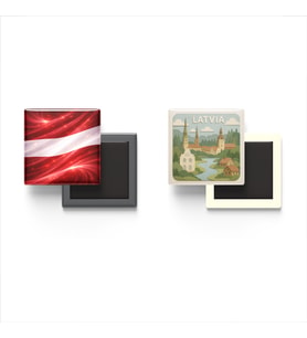 Buzdolap Magnetleri - Letonya Bayrağı ve Paper Cut Tema - 2'li Set Magneti