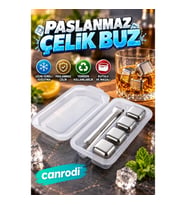 Yeniden Kullanılabilir Paslanmaz Çelik Buz Taşı 4'lü Set Maşalı Saklama Kutulu İçecek Soğutucu Küple