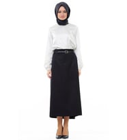 SORALLİNE 770 LACİVERT BAYAN KALEM ETEK  90 CM BOYUNDA ASTARLI