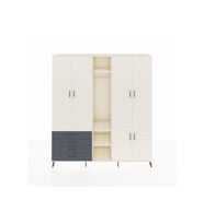Hyperion Dolap 14 Raflı 4 Çekmeceli Tek Askılı 220x44x243 Aytaşı-Aytaşı/Antrasit