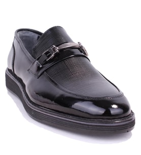 Dagoster DMA08-1800DG Siyah Poliüretan Taban Klasik Erkek Deri Ayakkabı (Siyah Rugan)