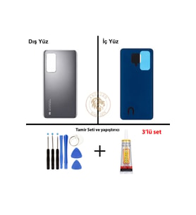 Xiaomi Mi 10T Ay Gümüşü Uyumlu Arka Kapak + Yapıştırıcı ve Vida Seti
