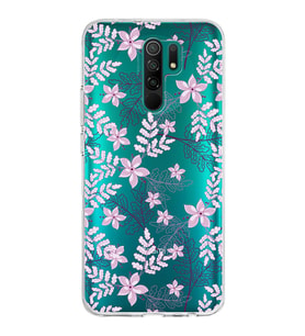 Xiaomi Redmi 9 Uyumlu Kapak Floral Pudra Tasarımlı Şeffaf Silikon Kılıf