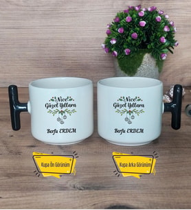 Yeni Yıl Hediyesi Kupa Bardak T Siyah Kulplu Yılbaşı Hediyesi
