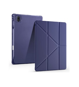 Honor Magic Pad 2 Uyumlu Kalem Bölmeli Uyku Modlu Standlı Trifolding Tablet Kılıfı (Lacivert)