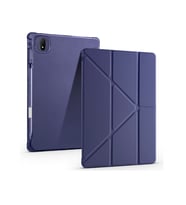 Honor Magic Pad 2 Uyumlu Kalem Bölmeli Uyku Modlu Standlı Trifolding Tablet Kılıfı (Lacivert)