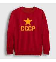 Presmono Unisex Kırmızı Red V2 CCCP Sovyetler Birliği Sweatshirt 552207tt