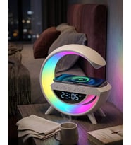 RGB Işıklı Kablosuz Şarjlı Bluetooth Hoparlör Saat ve Alarm Özellikli