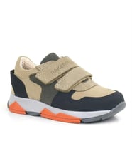 Rakerplus Hakiki Deri Kum Gri Siyah Çocuk Sneakers Spor Ayakkabı (Vizon)