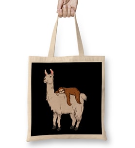 Cute & Funny Sloth Sleeping on Llama Friends Bez Çanta Uzun Saplı