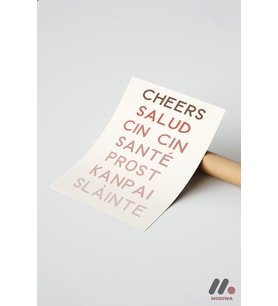 Cheers Çok Dilli Tipografi, Çerçevesiz Yüksek Kalite Duvar Afişi - Mutfak Dekorasyonu