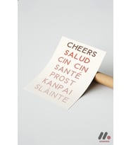 Cheers Çok Dilli Tipografi, Çerçevesiz Yüksek Kalite Duvar Afişi - Mutfak Dekorasyonu