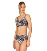 Endeep Kadın Büyük Beden Destekli Büzgü Detaylı Şal Desenli Bikini Takımı