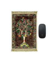 Bursa İpek Kahverengi Dekoratif Küçük Halı Mousepad