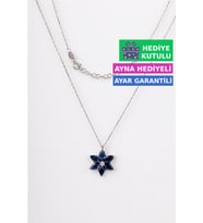 Jewelmim Mavi Gümüş Lotus Çiçeği Kolye Beyaz Altın Kaplama Kamelya 925 Ayar Kadın Gümüş Lotus Çiçeği Kolyesi (Beyaz)