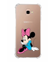 Samsung Galaxy J4 Plus  Köşe Korumalı Antişok Kapak Minnie Mouse Tasarımlı Şeffaf  Kılıf