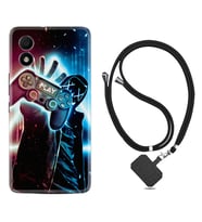 TCL 303 Kılıf Silikon Boyun Askılı İpli Desenli Silikon Play Me 1757