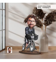 BK Gift Kişiye Özel Bisiklet Sürücüsü Karikatürlü Büyük Boy Ahşap Biblo-4, Arkadaşa Hediye , Sevgiliye Hediye, Kişiye Özel Biblolar