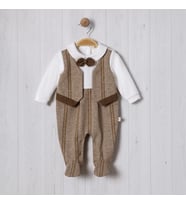 YELEKLİ BALIKSIRTI BEBE ERKEK TULUM (Kahverengi)