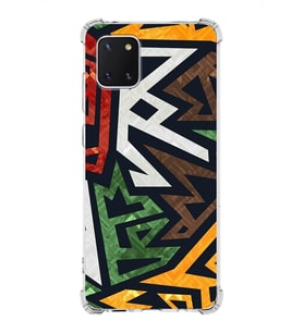 Samsung Galaxy A81  Köşe Korumalı Antişok Kapak  Soyut Grafiti Tasarımlı Şeffaf  Kılıf