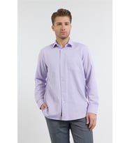 Lila Sert Yaka Uzun Kol Cepli Comfort Fit Pamuklu Gömlek 1004255285