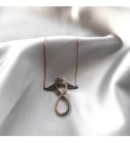 Rose Kaplama Bir beden Sonsuz Gümüş Kolye (Karışık)